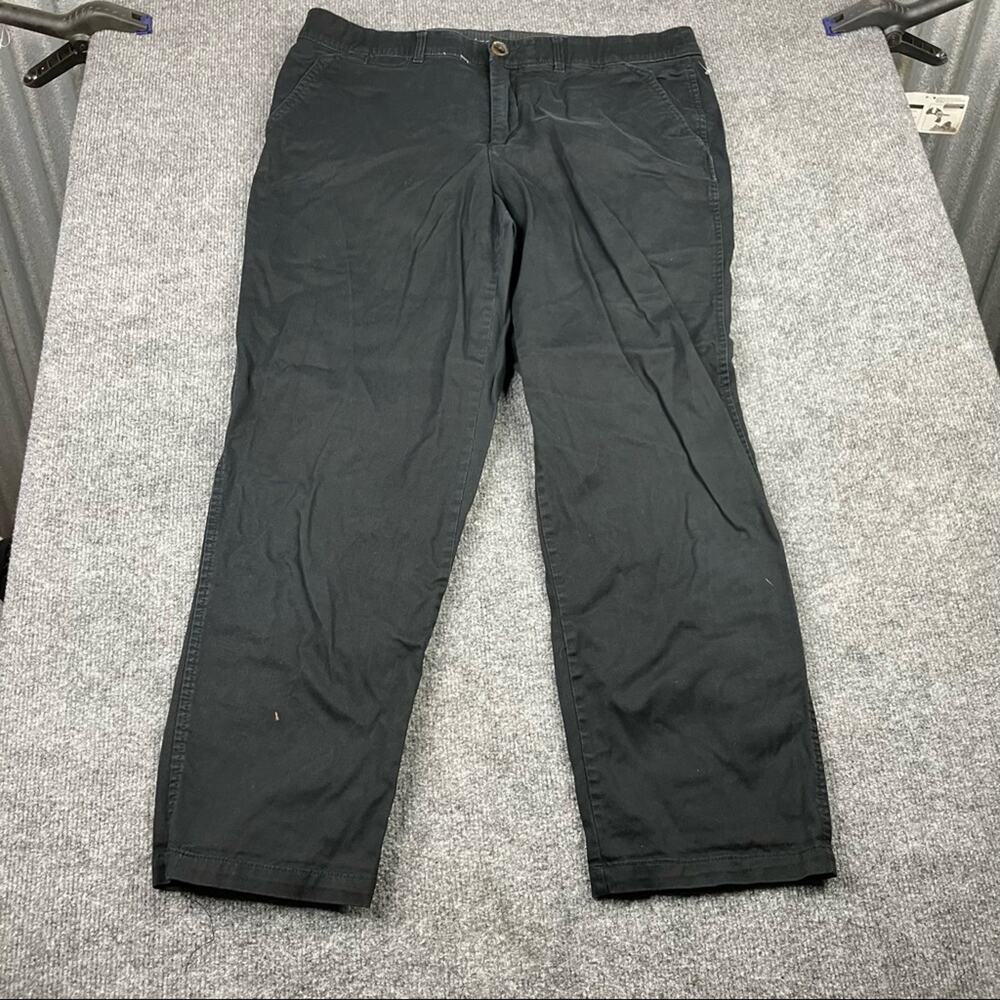Intro. Love the fit comfort waist black pants 14r loose baggy